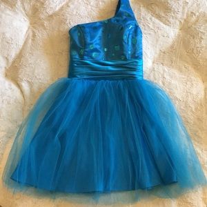 Blue One Shoulder Formal Dress
